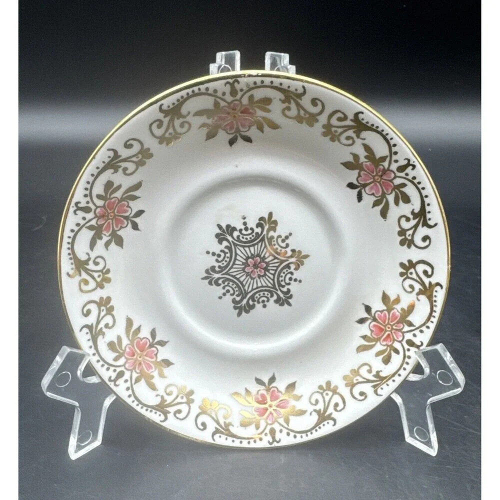 Paragon By Appointment Her Majesty Queen PINK Floral Gold Demitasse Cup & Saucer